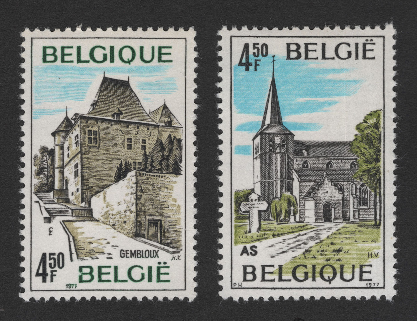 SCG11738 - Belgium 1977 Architectural Heritage – Gembloux Castle & Church Pair