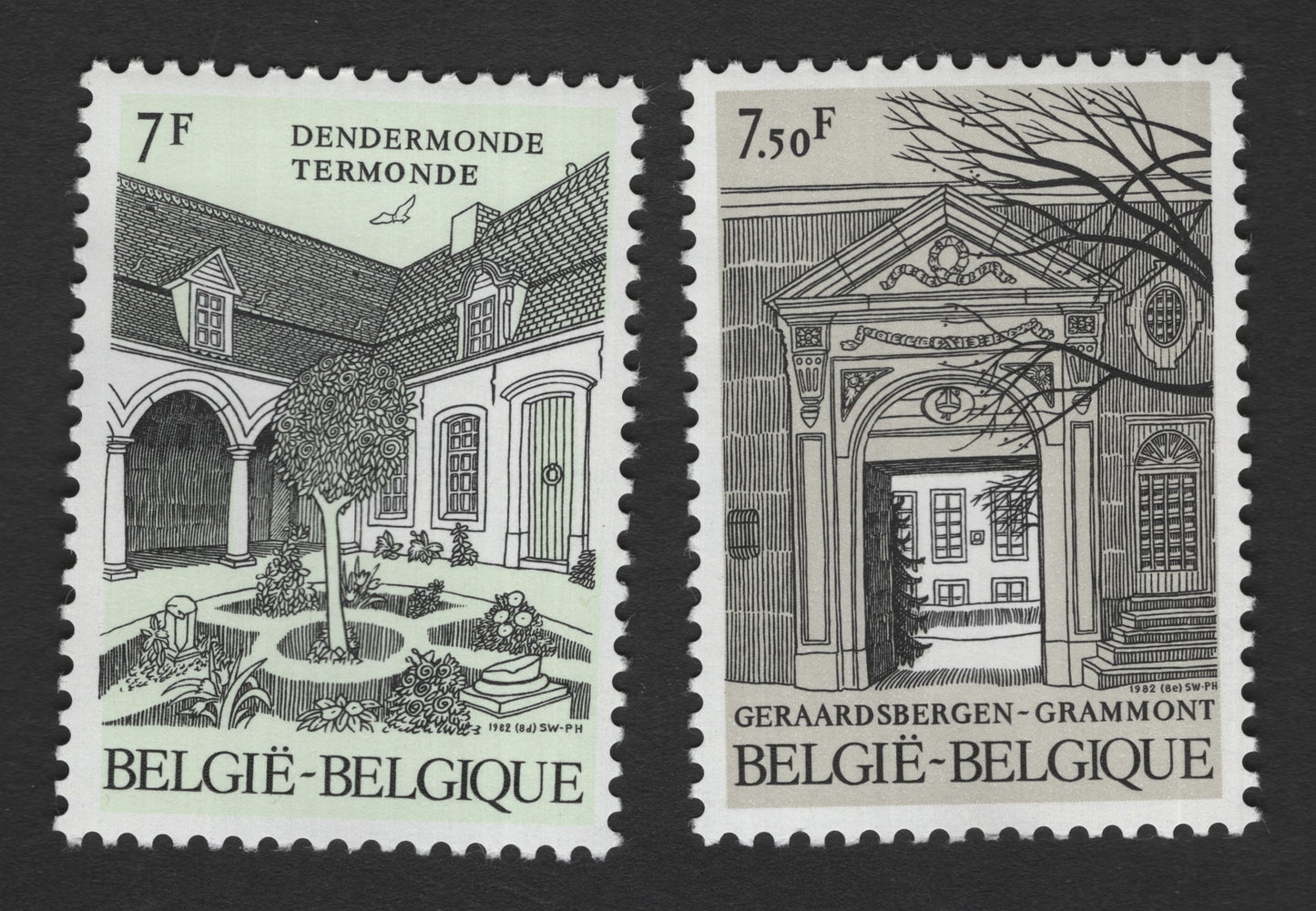 SCG11739 - Belgium 1982 Historic Town Architecture Pair – Dendermonde & Geraardsbergen