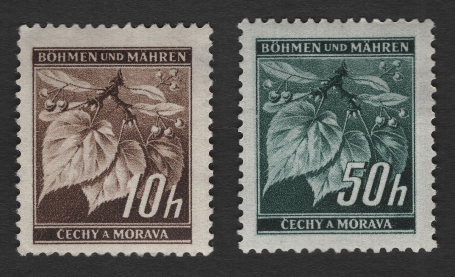 SCG11733 - Bohemia & Moravia Linden Leaves Definitive Pair (10h and 50h)