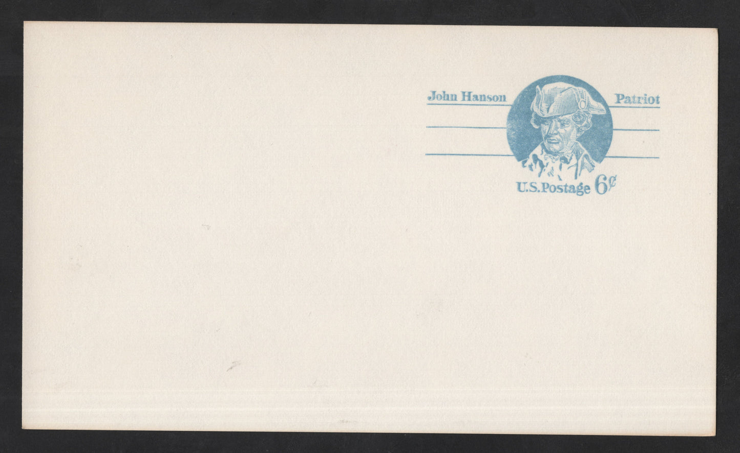 SCG13694 - USA 6¢ John Hanson “Patriot” Postal Stationery Envelope