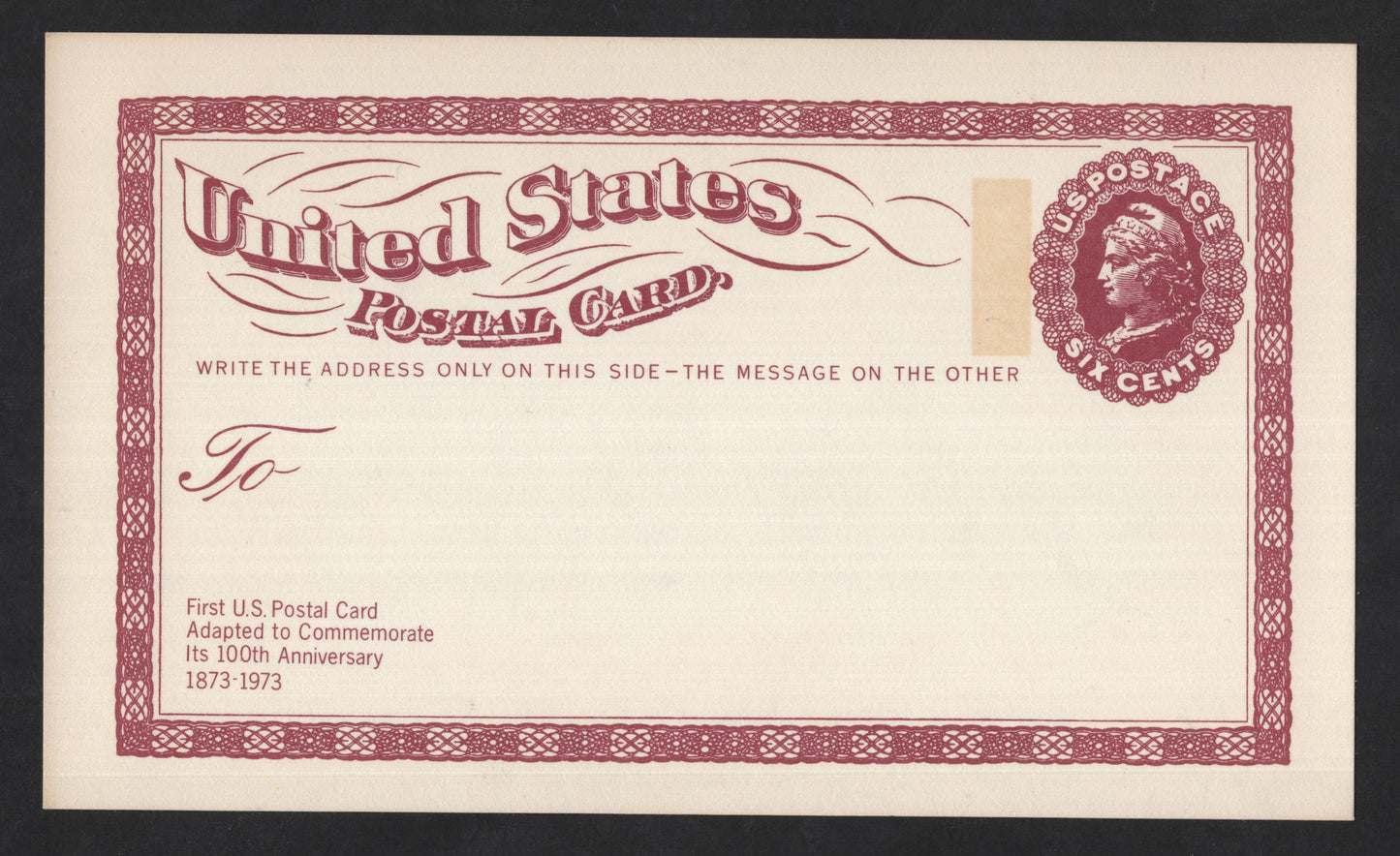 SCG13695 - United States – 6¢ Postal Card First U.S. Postal Card Centennial Commemorative (1873–1973)