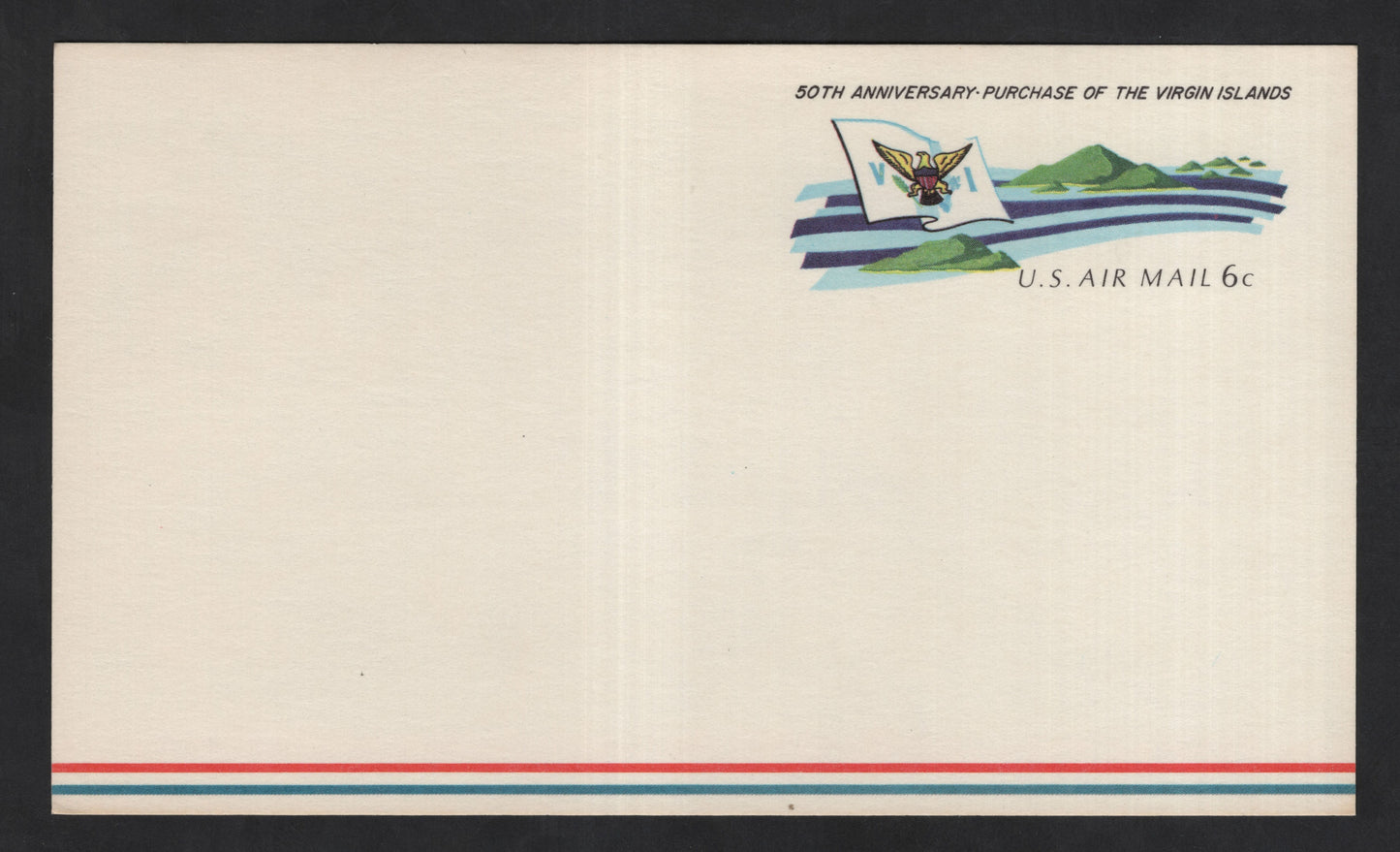 SCG13696 - United States 6¢ Airmail Postal Envelope – 50th Anniversary of the Purchase of the Virgin Islands