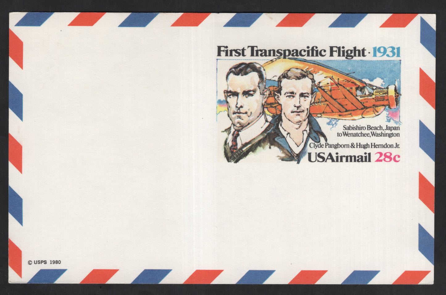 SCG13678 - First Transpacific Flight 1931 – USA 28¢ Airmail Postal Card