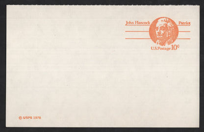 SCG13679 - United States 10¢ John Hancock “Patriot” Postal Card – 1978