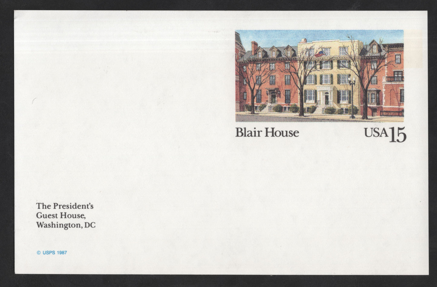 SCG13682 - USA 15¢ Blair House Postal Envelope (1987)