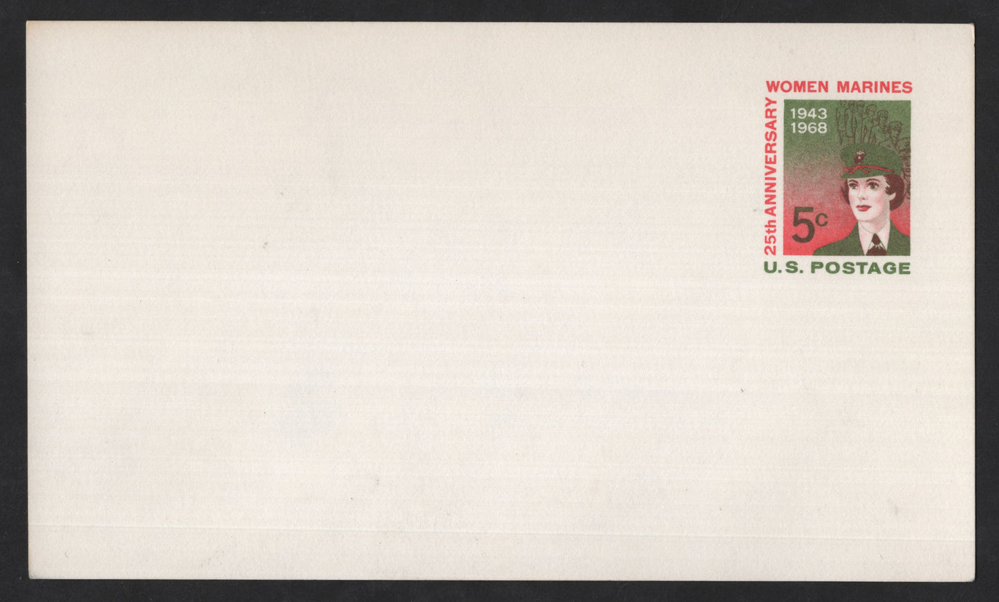 SCG13683 - United States 1968 – 5¢ Women Marines 25th Anniversary Postal Stationery Envelope
