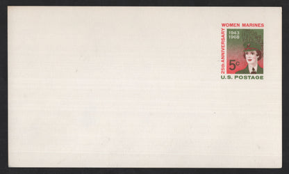 SCG13683 - United States 1968 – 5¢ Women Marines 25th Anniversary Postal Stationery Envelope