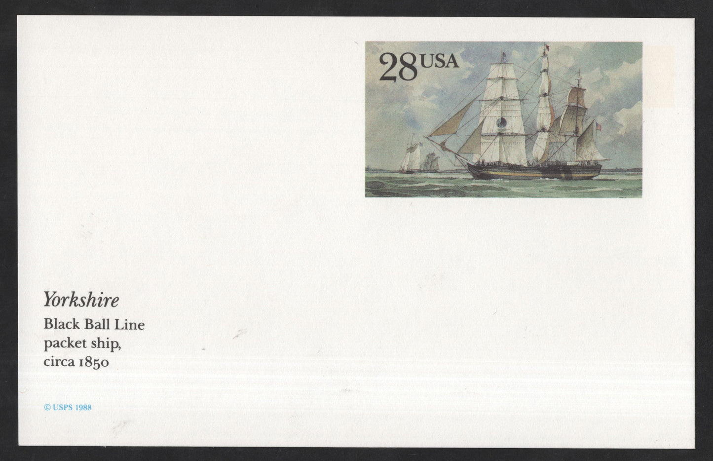 SCG13685 - Yorkshire – Black Ball Line Packet Ship Postal Card