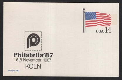 SCG13687 - United States – 14¢ American Flag Postal Envelope (Philatelia ’87, Köln)