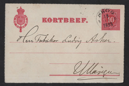 SCG13673 - Sweden 10 Öre “Kortbrev” Postal Stationery Card