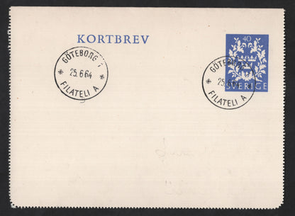 SCG13674 - Sweden 40 Öre Kortbrev Postal Card – Göteborg Cancellation (1964)