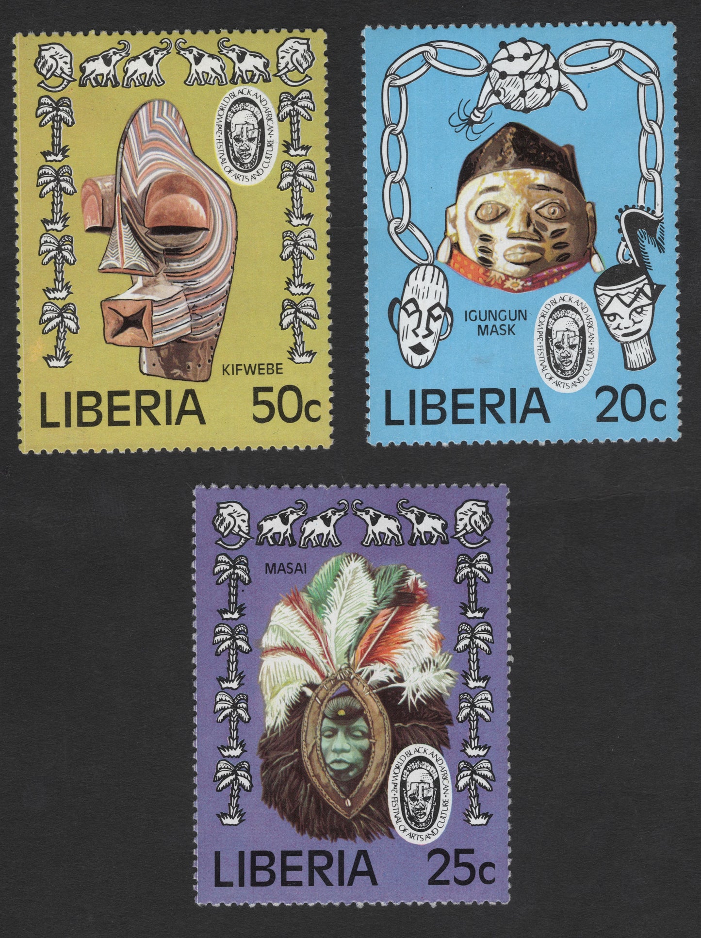 SCG11872 - Liberia Traditional Masks – FESTAC Cultural Heritage Issue
