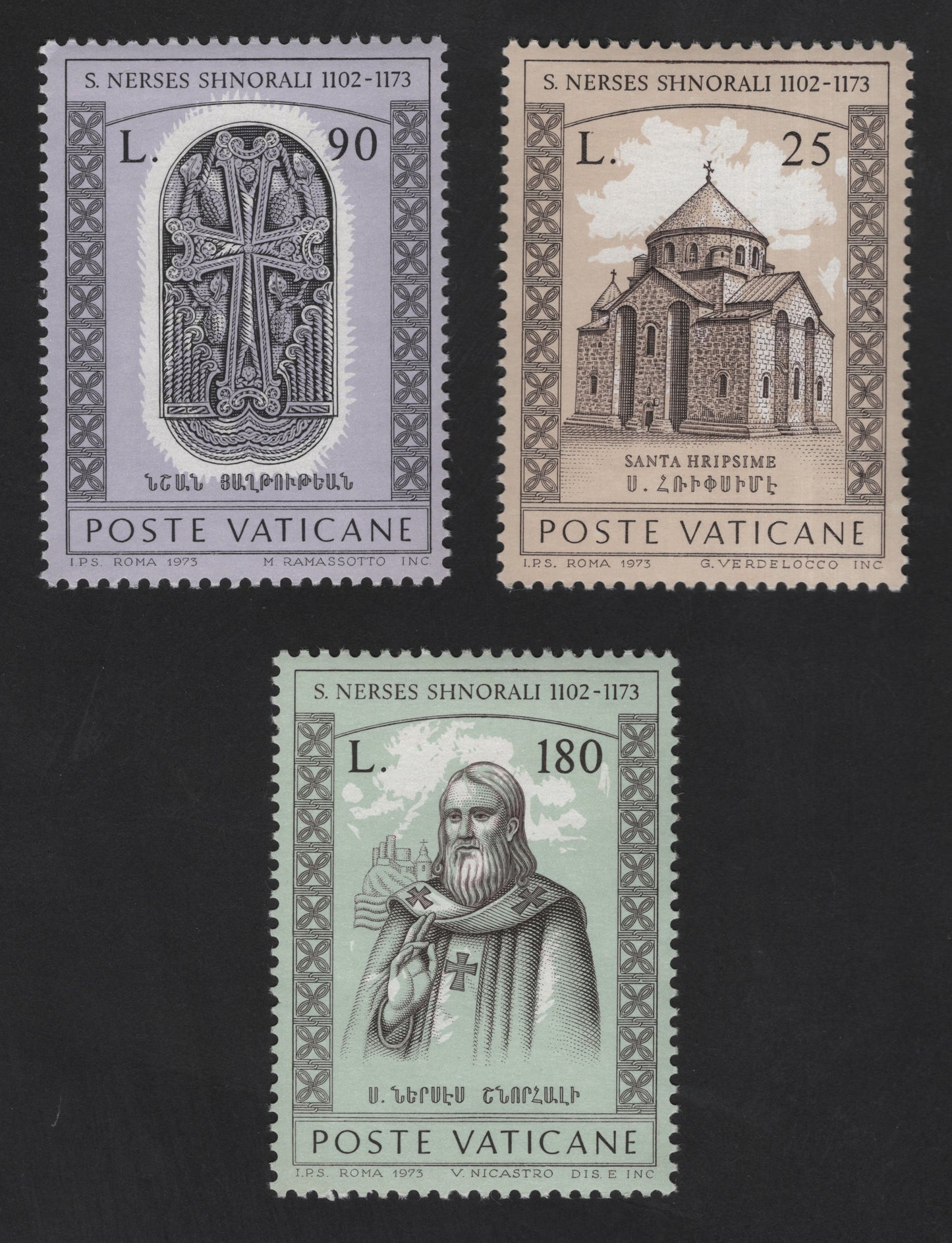 SCG13136 - Vatican City 1973 – St. Nerses Shnorhali Armenian Church Commemorative Stamp Set