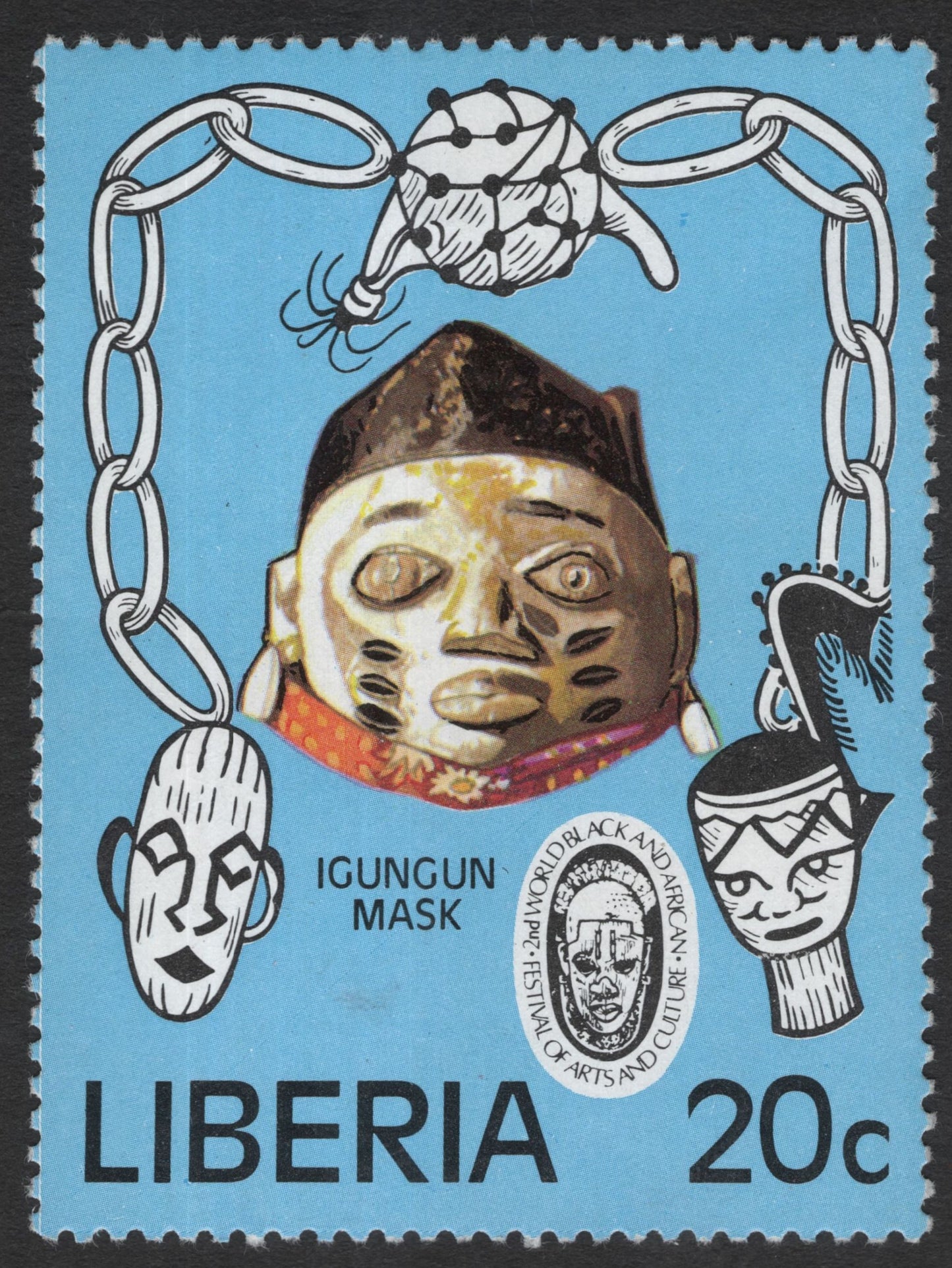 SCG11872 - Liberia Traditional Masks – FESTAC Cultural Heritage Issue
