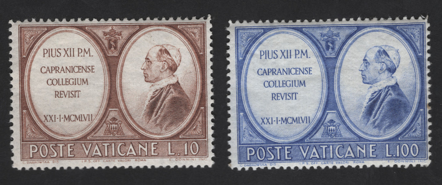 SCG13135 - Vatican City 1957 Pope Pius XII Capranica College Revisit Commemorative Stamps