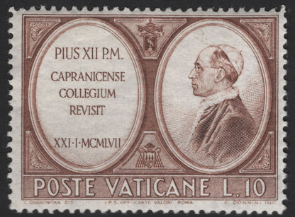 SCG13135 - Vatican City 1957 Pope Pius XII Capranica College Revisit Commemorative Stamps
