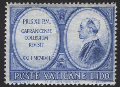 SCG13135 - Vatican City 1957 Pope Pius XII Capranica College Revisit Commemorative Stamps