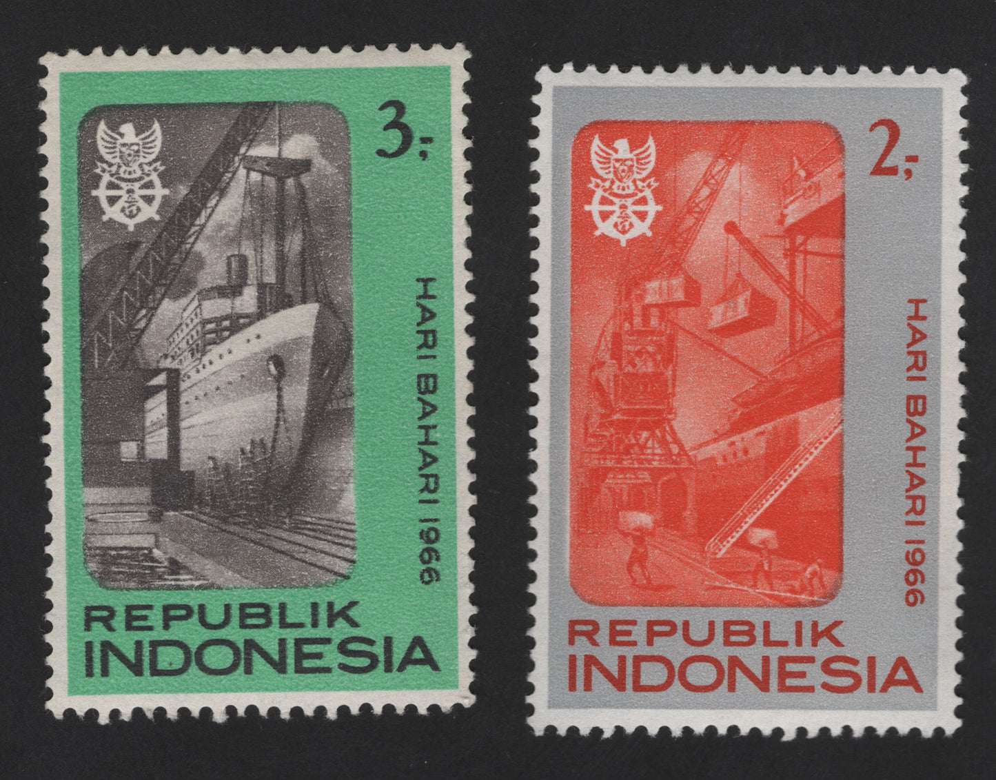 SCG13142 - Indonesia 1966 Maritime Day – Shipyard & Port Industry Stamps