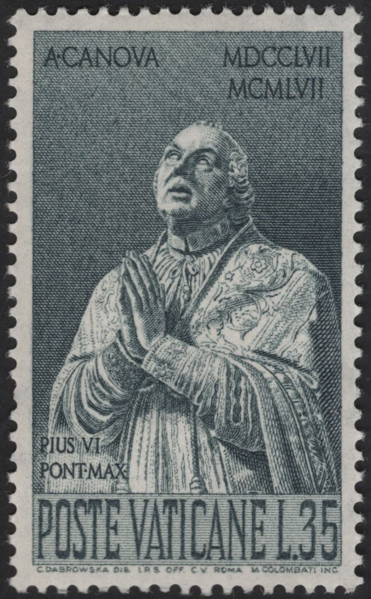 SCG13197 - Vatican City 1957 – St. Cajetan Canonization Bicentenary (Clement XIV & Pius VI)