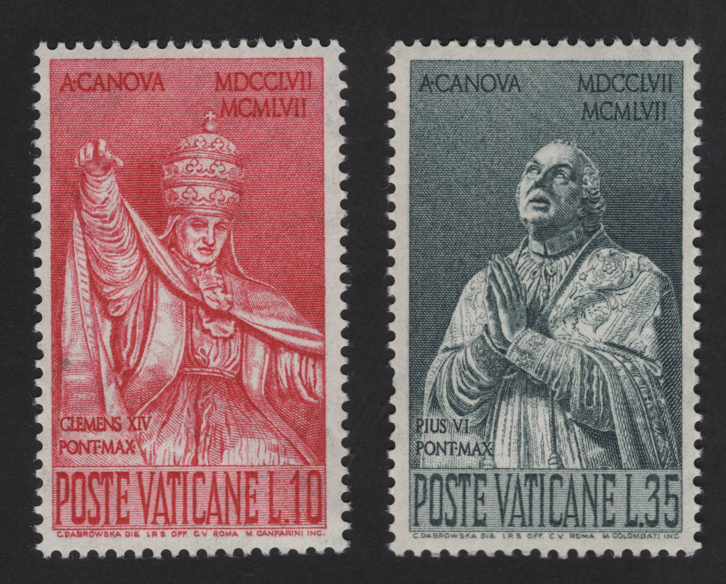 SCG13197 - Vatican City 1957 – St. Cajetan Canonization Bicentenary (Clement XIV & Pius VI)