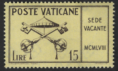 SCG13198 - Vatican City 1958 “Sede Vacante” Issue – Papal Interregnum (15L, 25L, 60L)