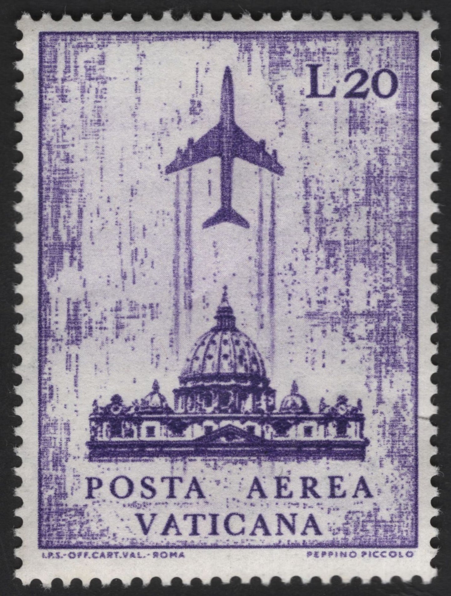 SCG13194 - Vatican City Airmail Stamps – Jet Aircraft over St. Peter’s Basilica (L20 & L100)