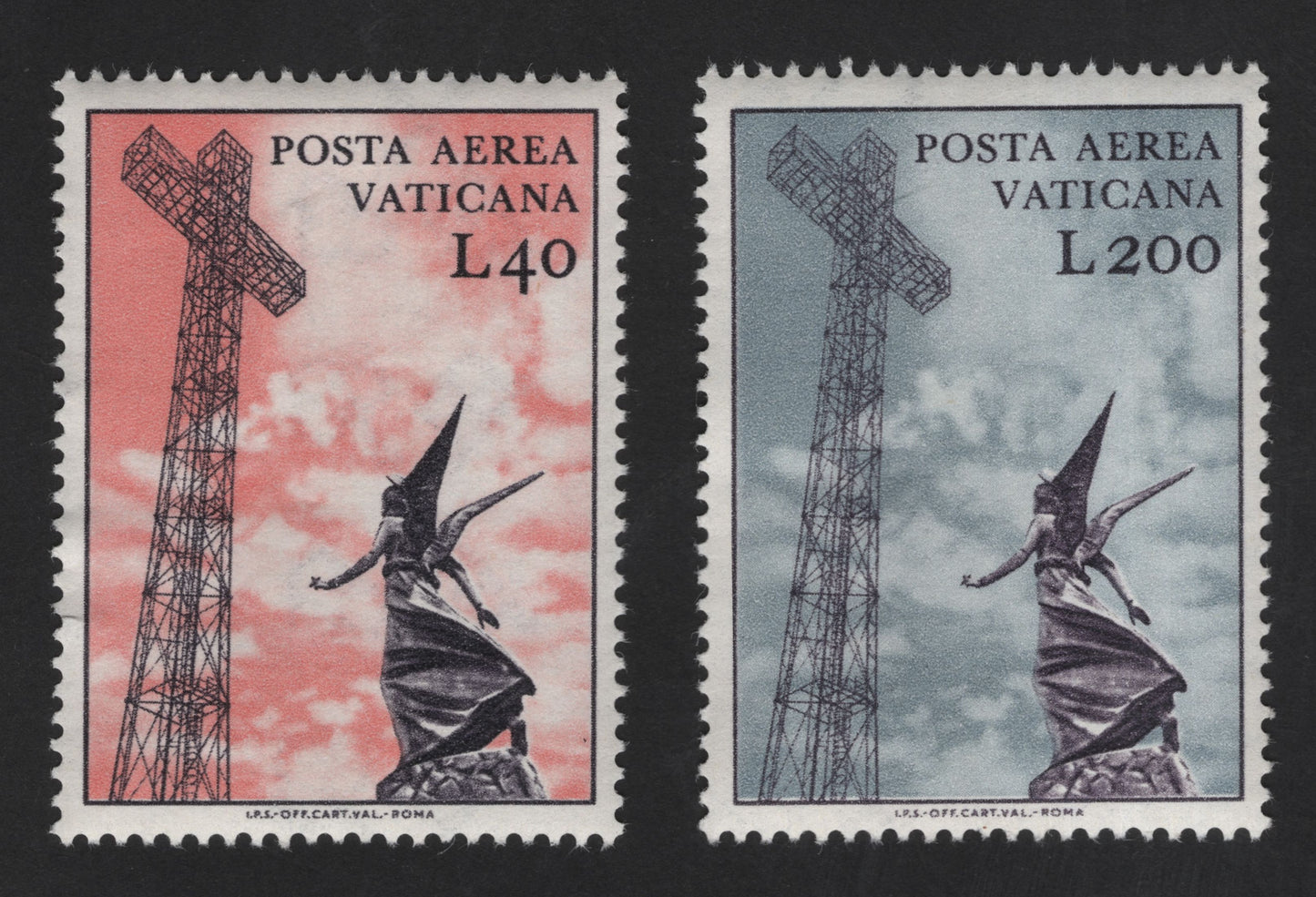 SCG13196 - Vatican City 1948–1951 Airmail Stamps – Vatican Radio Transmission Tower (L40 & L200)