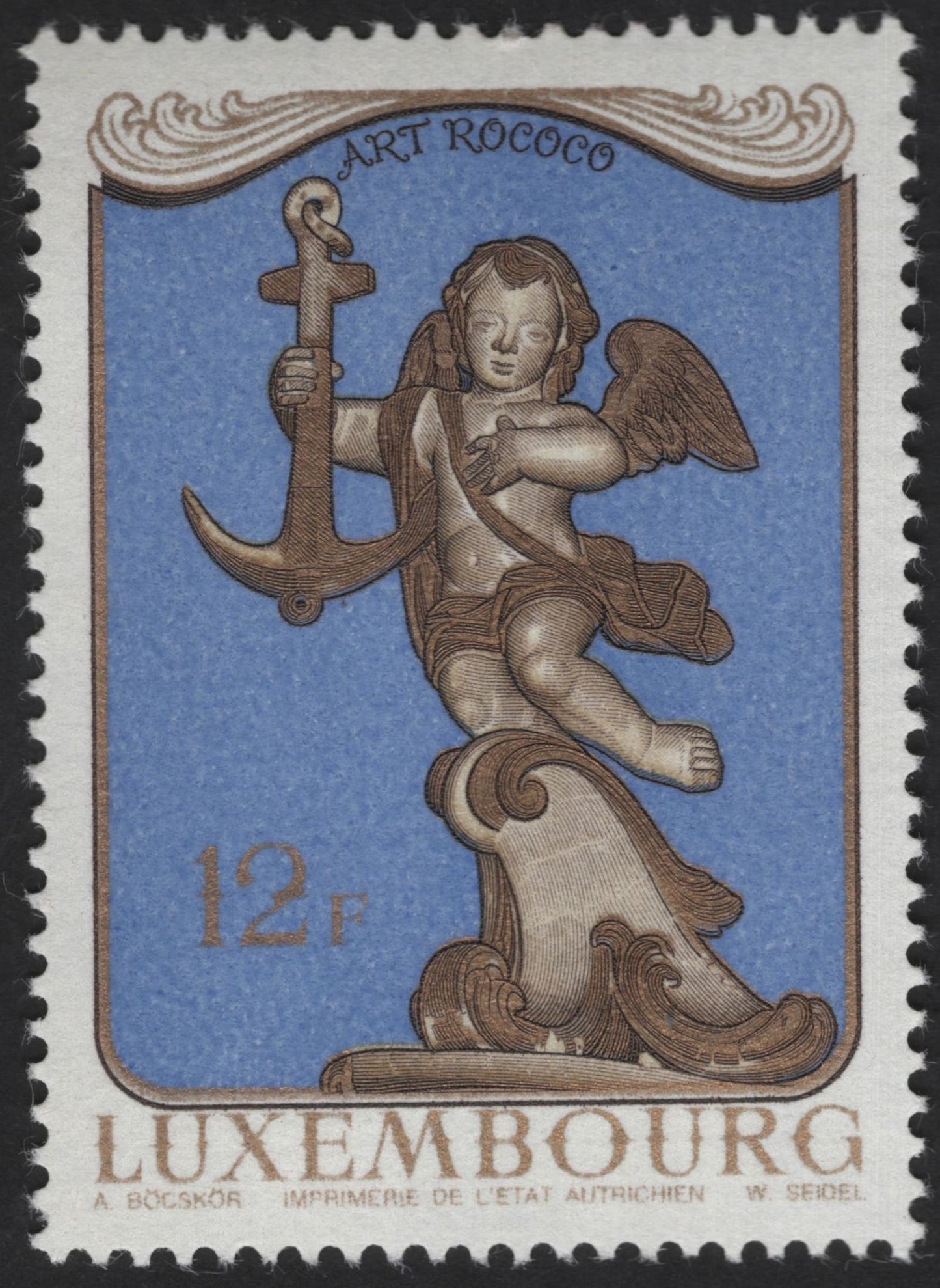 SCG13252 - Luxembourg Art Rococo Cherub Sculpture Stamps