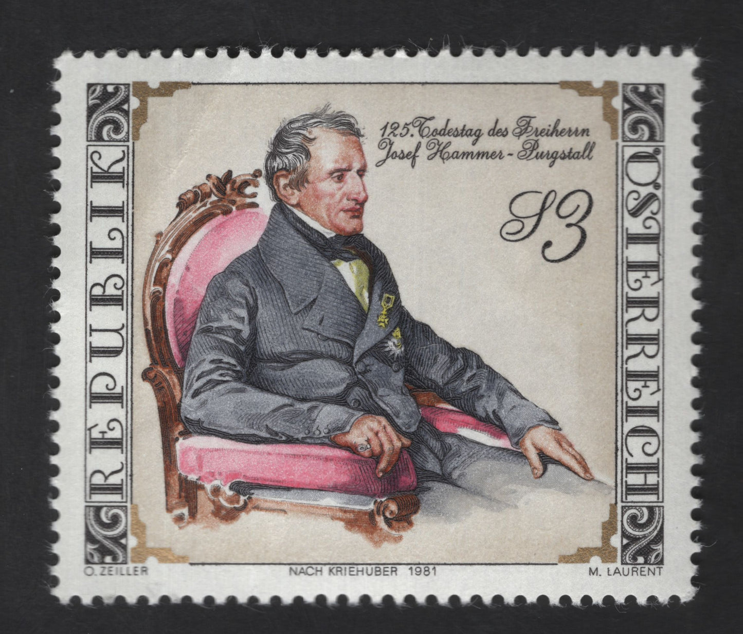 SCG13569 - Austria 1981 – 125th Death Anniversary of Josef Hammer-Purgstall (3 Schilling)