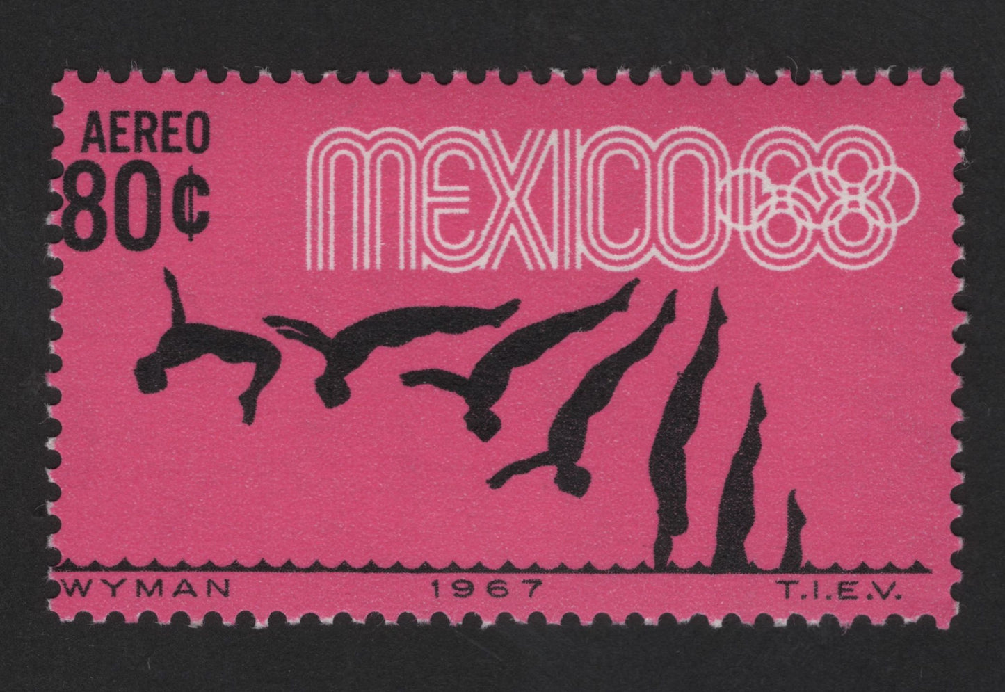 SCG13576 - Mexico 80¢ Aereo Olympic Diving Stamp – Mexico 1968 Olympic Games (1967)