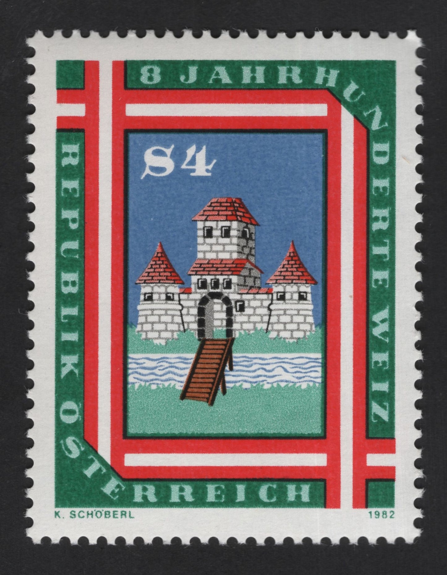SCG13591 - Austria 1982 – 8 Years Republic Castle (S4) Commemorative Stamp