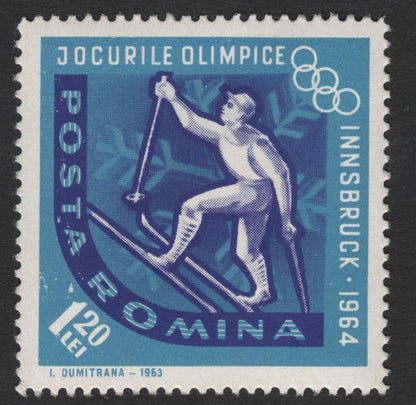 SCG11840 - Romania 1964 Innsbruck Winter Olympics Complete Stamp Set (Jocurile Olimpice)