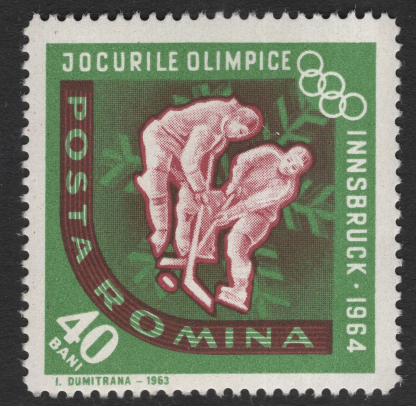 SCG11840 - Romania 1964 Innsbruck Winter Olympics Complete Stamp Set (Jocurile Olimpice)