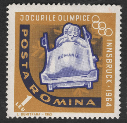 SCG11840 - Romania 1964 Innsbruck Winter Olympics Complete Stamp Set (Jocurile Olimpice)
