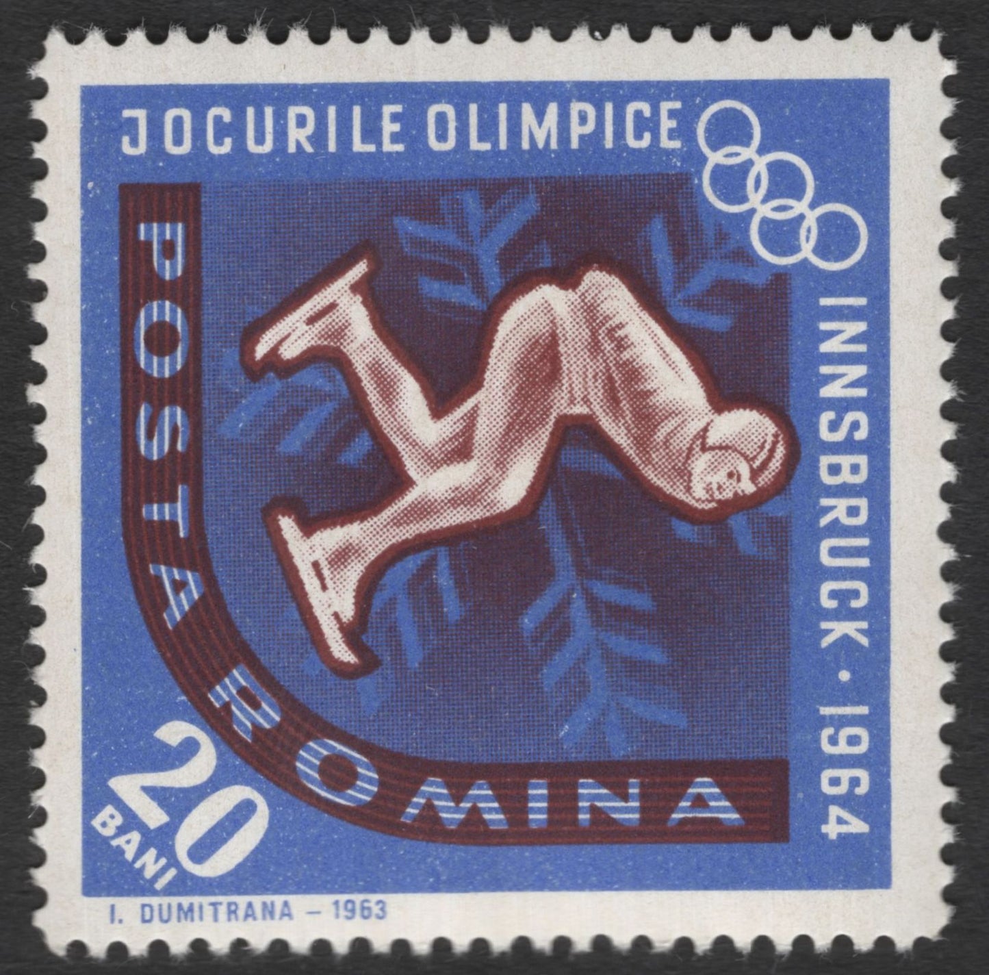 SCG11840 - Romania 1964 Innsbruck Winter Olympics Complete Stamp Set (Jocurile Olimpice)