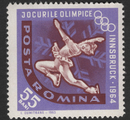 SCG11840 - Romania 1964 Innsbruck Winter Olympics Complete Stamp Set (Jocurile Olimpice)