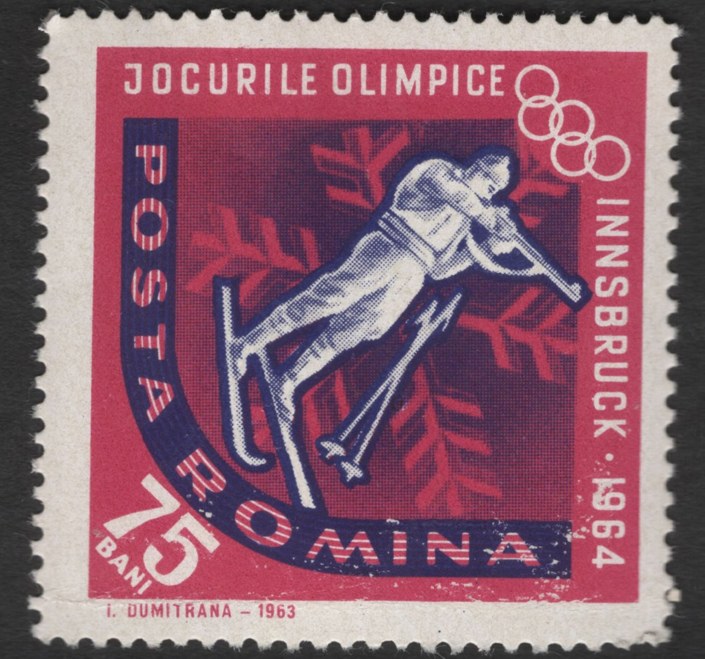 SCG11840 - Romania 1964 Innsbruck Winter Olympics Complete Stamp Set (Jocurile Olimpice)