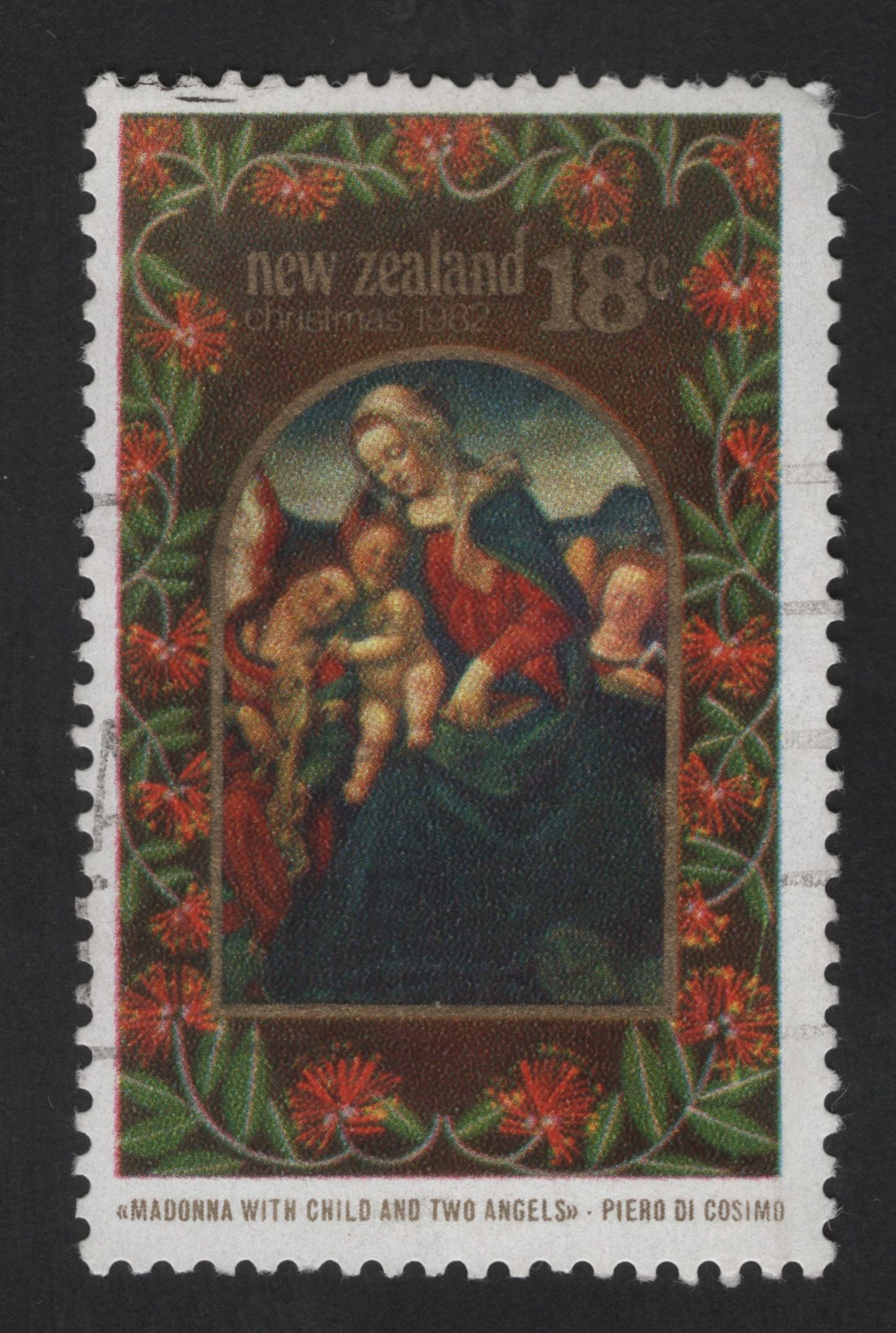 SCG13600 - New Zealand 1958 Christmas Stamp – Madonna with Child and Two Angels by Piero di Cosimo