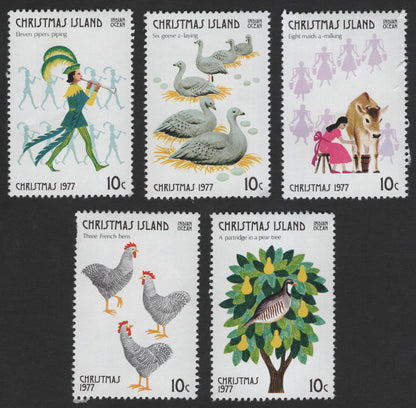 SCG11841 - Christmas Island 1977 “Twelve Days of Christmas” Illustrated Stamp Set (10c Values)
