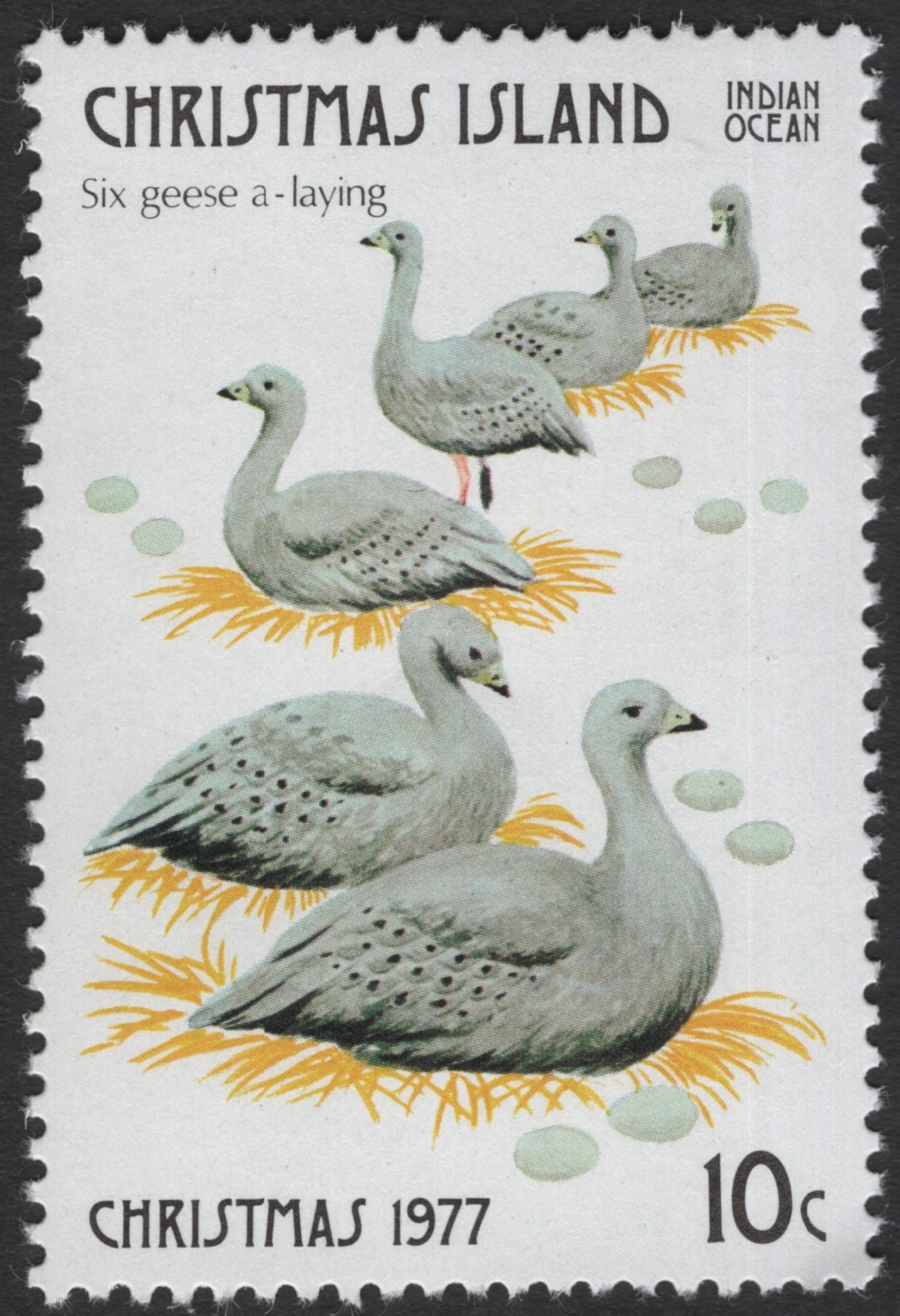 SCG11841 - Christmas Island 1977 “Twelve Days of Christmas” Illustrated Stamp Set (10c Values)