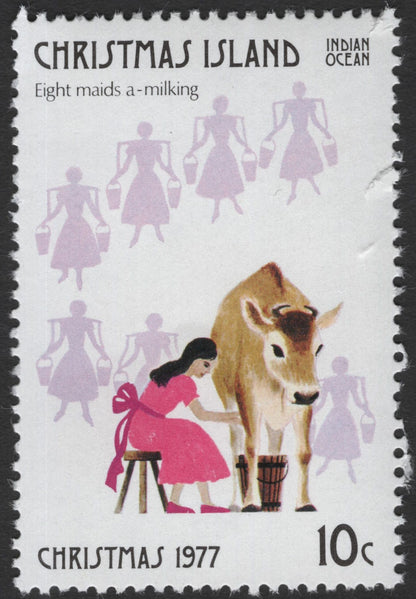 SCG11841 - Christmas Island 1977 “Twelve Days of Christmas” Illustrated Stamp Set (10c Values)