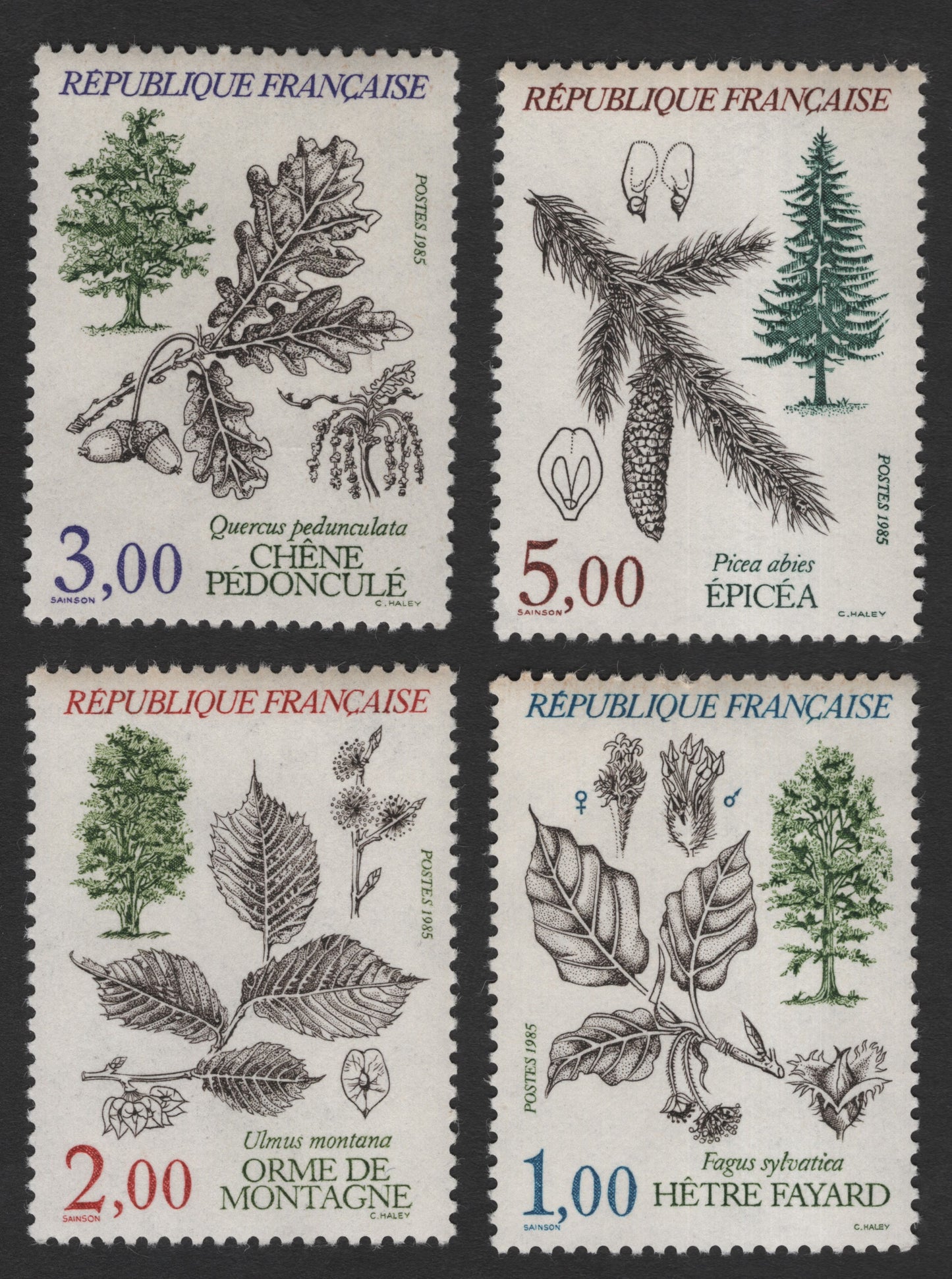 SCG11846 - France 1985 Native Forest Trees Definitive Set
