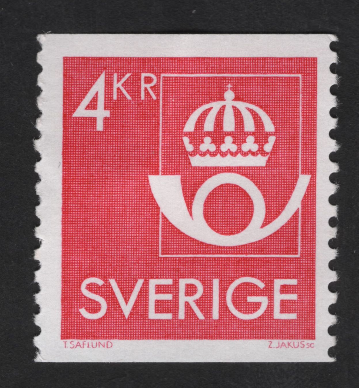 SCG13619 - Sweden 4 Kr Posthorn & Crown Definitive Stamp