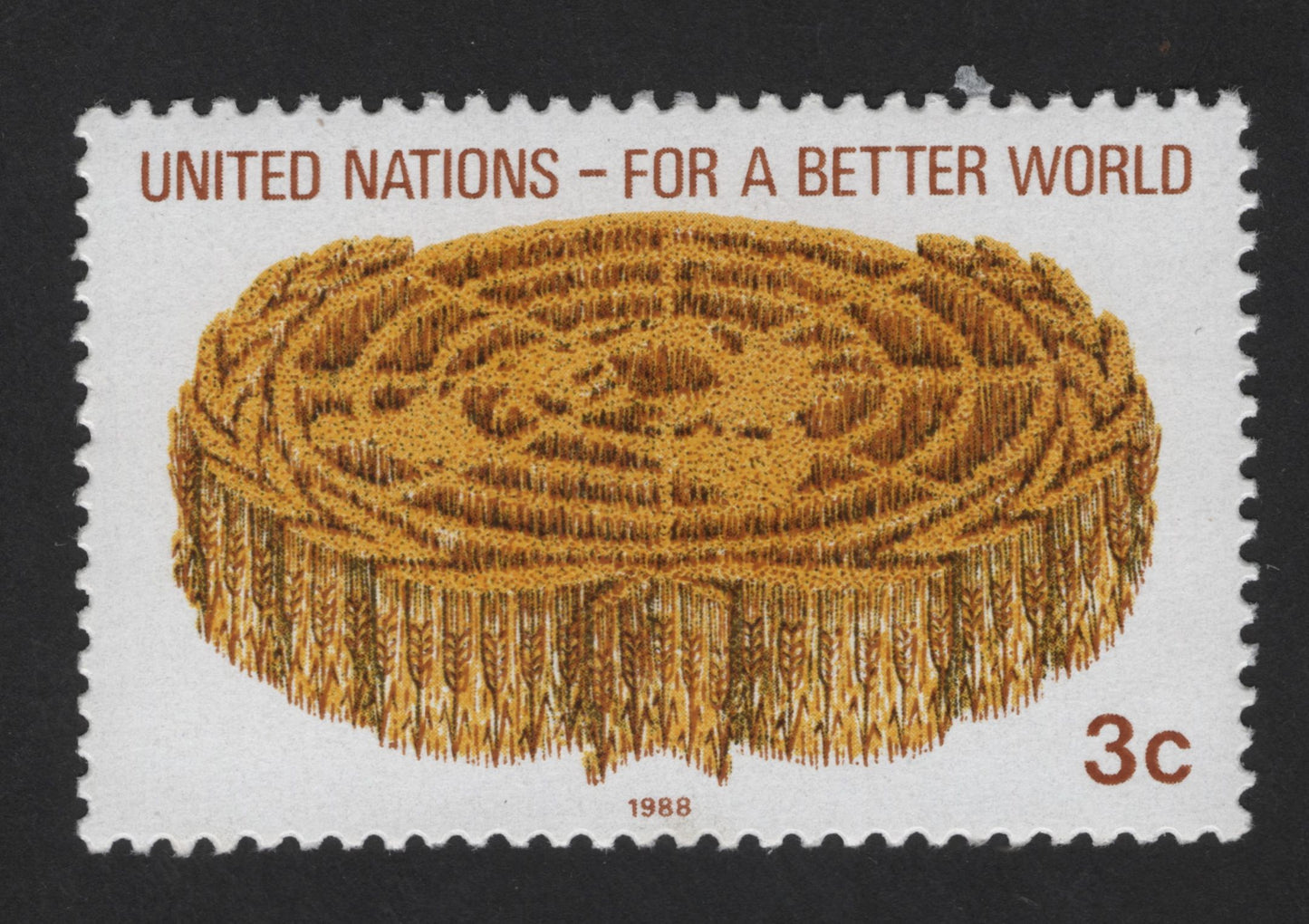 SCG13620 - United Nations 3c “For a Better World” Woven Design Stamp, 1988