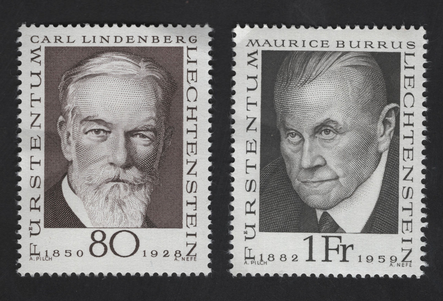 SCG13085 - Liechtenstein 1967 – Carl von Lindenberg & Maurice Burrus Commemorative Set