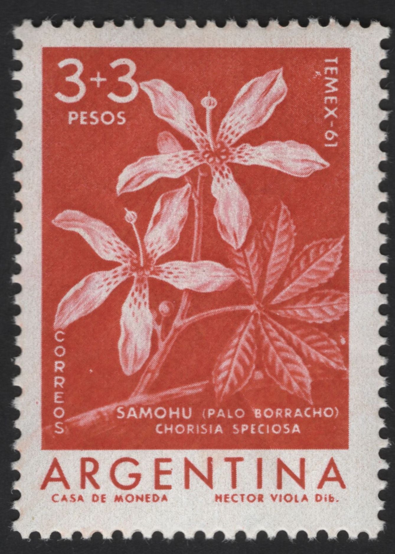 SCG13082 - Argentina 1961 – Native Flowers (TEMEX-61) Semi-Postal Set