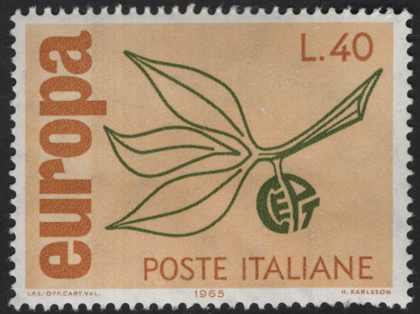 SCG13091 - Italy 1965 Europa CEPT – Stylized Plant Emblem Set (40L & 90L)