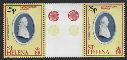 SCG11864 - St Helena – Captain Cook’s Voyages (Wedgwood Medallion of James Cook) 25p Pair