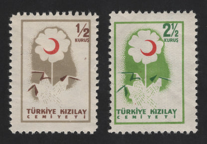 SCG13093 - Turkey Kızılay (Red Crescent) Charity Stamps – Flower and Crescent Design