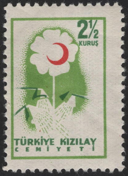 SCG13093 - Turkey Kızılay (Red Crescent) Charity Stamps – Flower and Crescent Design